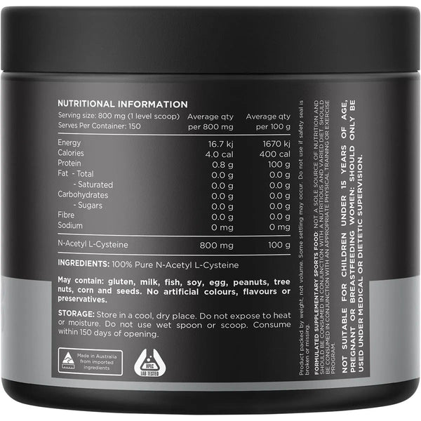 Switch Nutrition NAC Unflavoured 120g 100% N-Acetyl L-Cystine