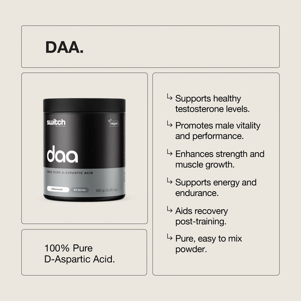 Switch Nutrition DAA Unflavoured 150g 100% Pure D-Aspartic Acid