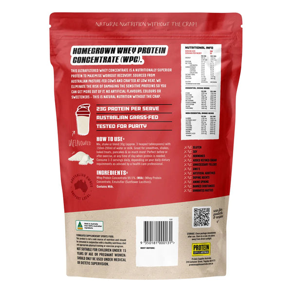 Protein Supplies Australia WPC Whey Protein Concentrate Unflavoured 1KG