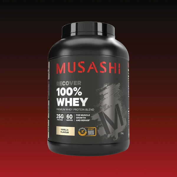 MUSASHI 100% WHEY Protein Powder 2KG Vanilla Milkshake Flavour