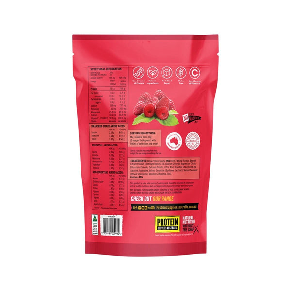 Protein Supplies Australia Protein Water Raspberry 800g Electrolytes + BCAAs