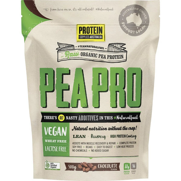 Protein Supplies Australia Raw Organic Pea Protein Pea Pro Chocolate 500g