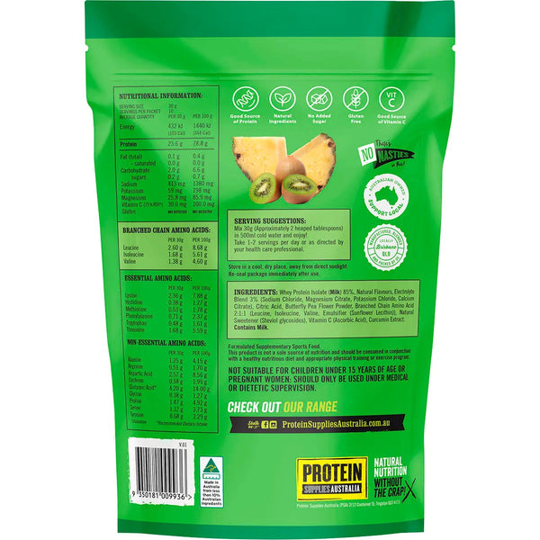 Protein Supplies Australia Protein Water Pineapple Kiwi 300g Electrolytes + BCAAs
