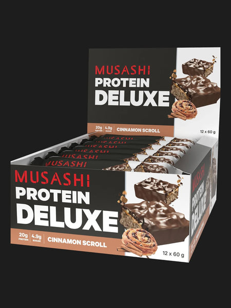 Musashi Protein Deluxe Bar Cinnamon Scroll 60g x 12 Bars