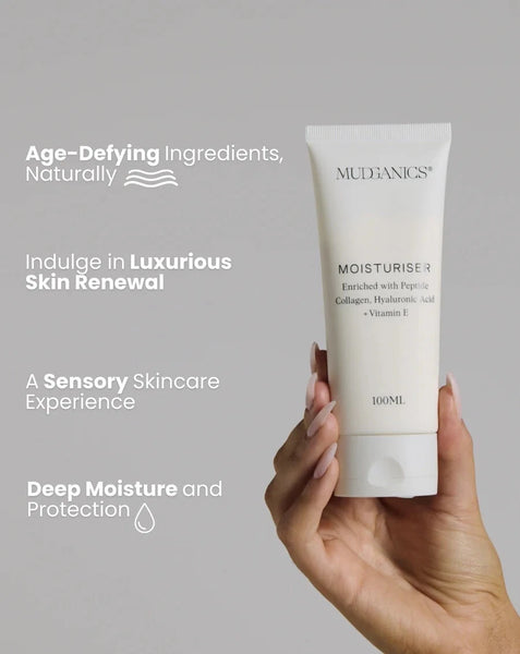 Mud Organics Moisturiser 100ml Peptide Collagen, Hyaluronic Acid + VItamin E