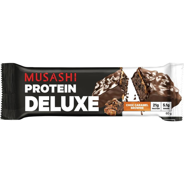 Musashi Protein Deluxe Bar Choc Caramel Brownie 60g x 12 Bars