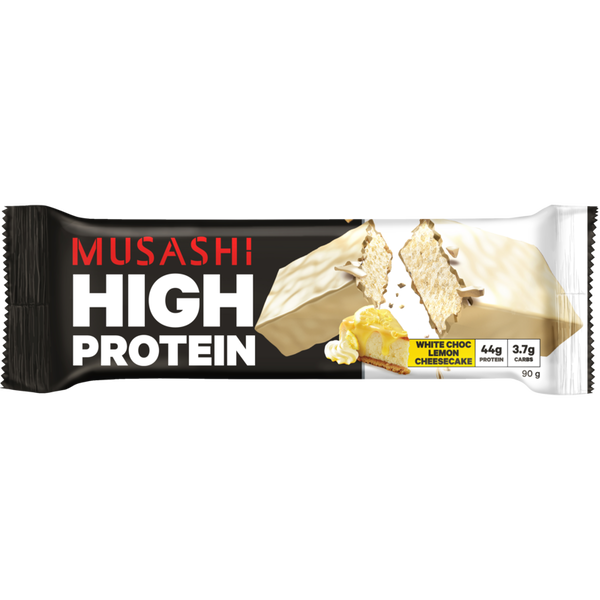 Musashi High Protein Bar White Choc Lemon Cheesecake 90g x 12 Bars