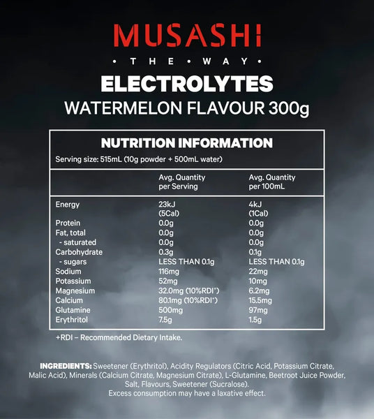 Musashi Electrolytes 300g Watermelon with Glutamine 30 Serves