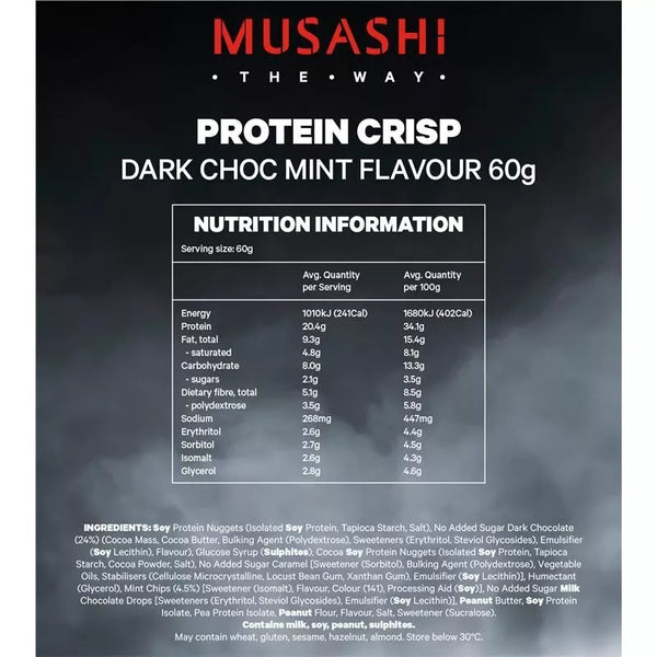 Musashi Protein Crisp Bar Choc Mint 60g x 12 Bars