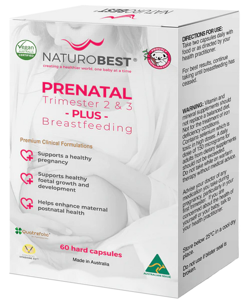 NaturoBest Prenatal Trimester 2 & 3 Plus Breastfeeding 60 Capsules