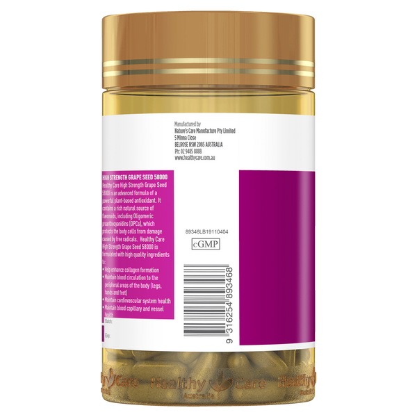 Healthy Care High Strength Grape Seed 58000 200 Capsules