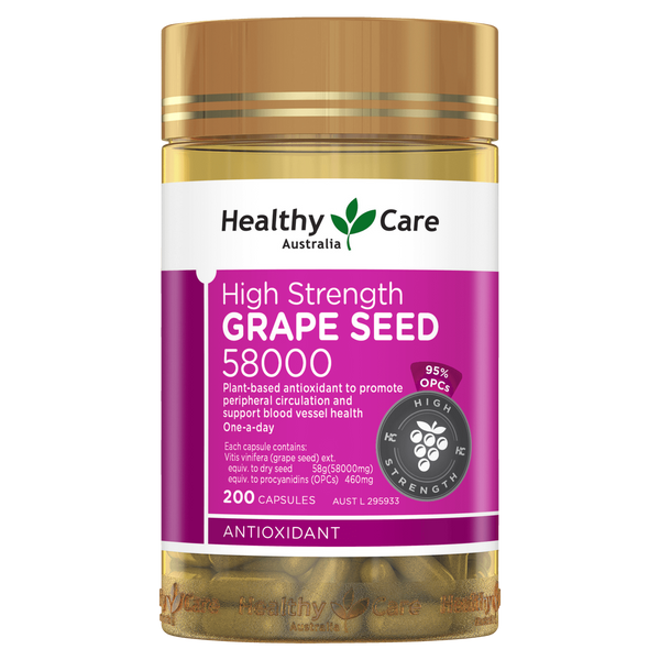 Healthy Care High Strength Grape Seed 58000 200 Capsules