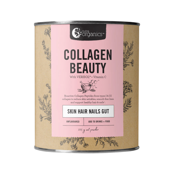 Nutra Organics Collagen Beauty Skin Hair Nails Gut 225g Unflavoured