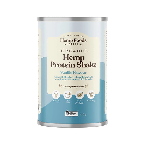 Hemp Foods Australia Organic Hemp Protein Shake Vanilla Bean 420g