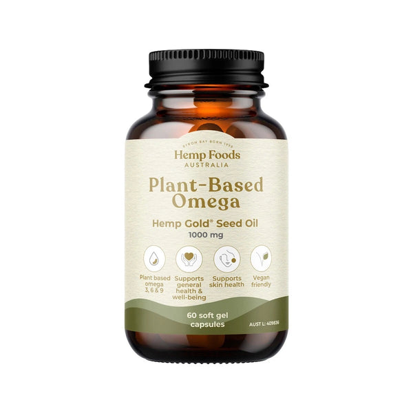 Hemp Foods Australia Plant-Based Omega Hemp Gold Seed Oil 1000mg 60 Capsules