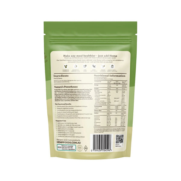 Hemp Foods Australia Organic Hemp Seeds Hulled 114g