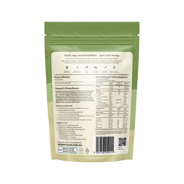 Hemp Foods Australia Organic Hemp Seeds Hulled 250g
