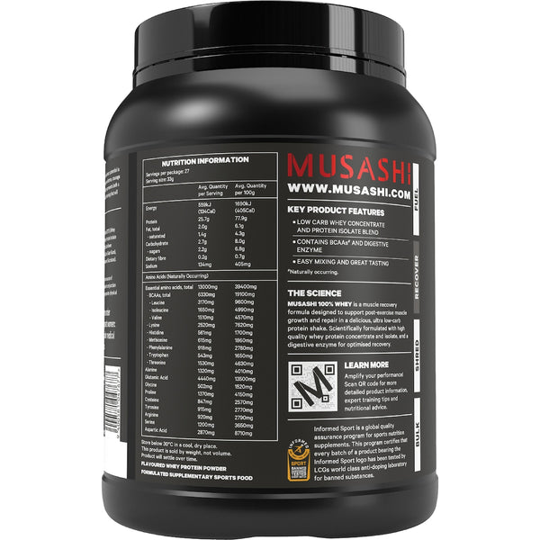 MUSASHI 100% WHEY Protein Powder 900G Vanilla Flavour