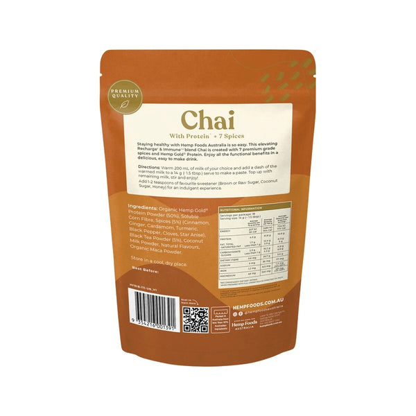 Hemp Foods Australia Chai Recharge + Immune With Protein + 7 Spices 100g