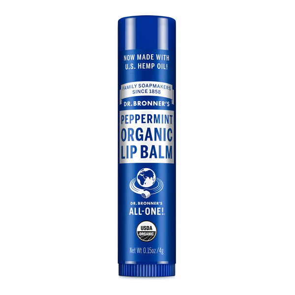 12 x Dr. Bronner's Organic Lip Balm Peppermint 4g