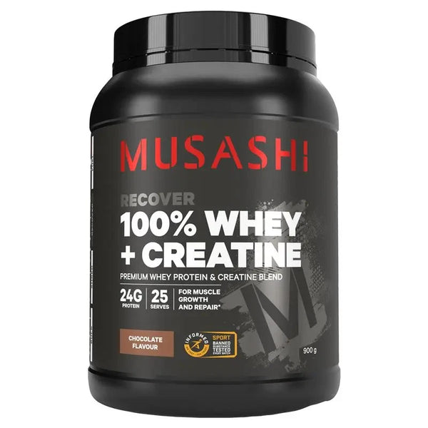 Musashi 100% Whey + Creatine Chocolate 900g Protein Powder
