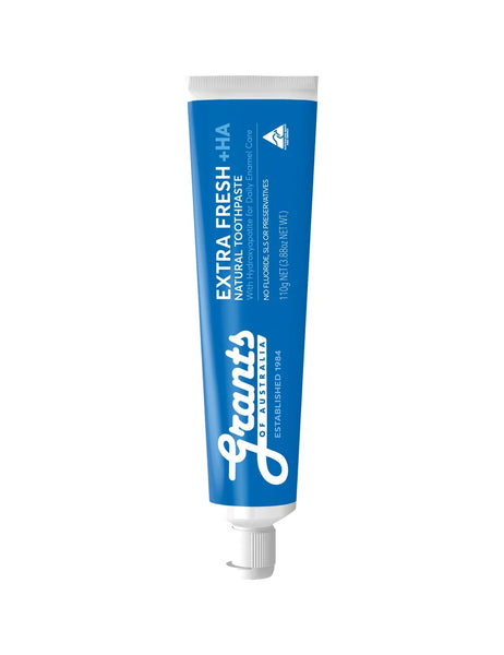 Grants Of Australia Extra Fresh + HA Natural Toothpaste 110g Fluoride Free