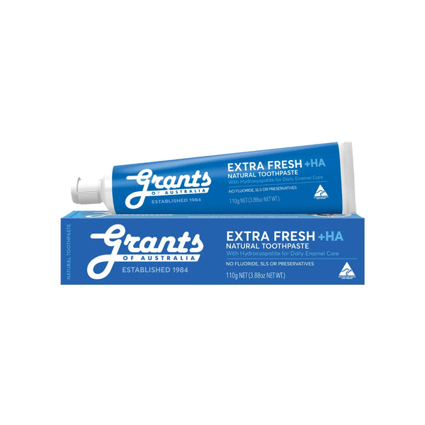 Grants Of Australia Extra Fresh + HA Natural Toothpaste 110g Fluoride Free
