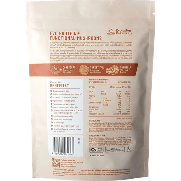 Evolution Botanicals EVO + Protein Functional Mushrooms Smooth Chocolate 450g