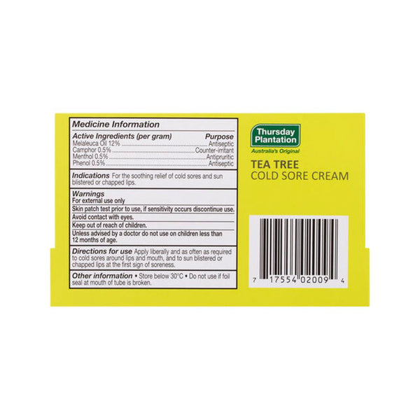 Thursday Plantation Tea Tree Cold Sore Cream 10g