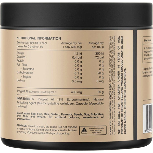 Switch Nutrition Tongkat Ali 100% Pure Tongkat Ali 60 Capsules Eurycoma