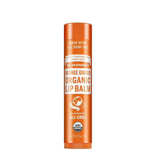 12 x Dr. Bronner's Organic Lip Balm Orange Ginger 4g