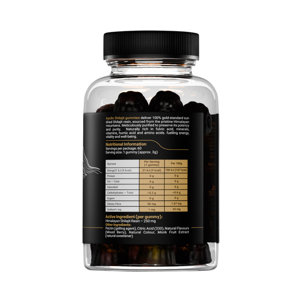 Apollo Himalayan Shilajit Mixed Berry Flavour 60 Gummies
