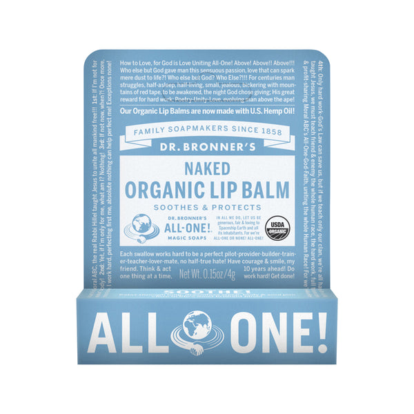 12 x Dr. Bronners Organic Lip Balm Naked 4g
