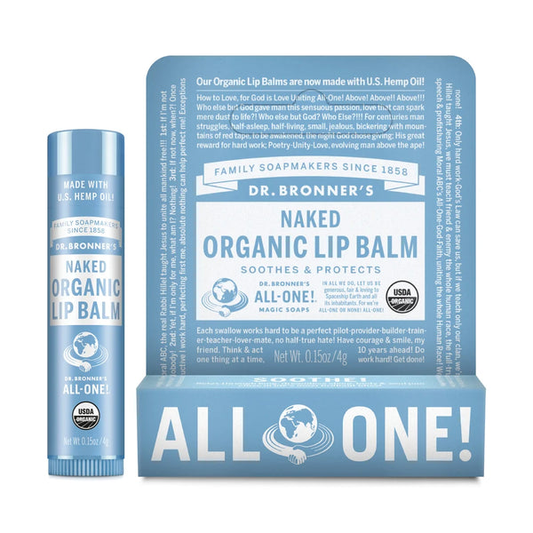 12 x Dr. Bronners Organic Lip Balm Naked 4g
