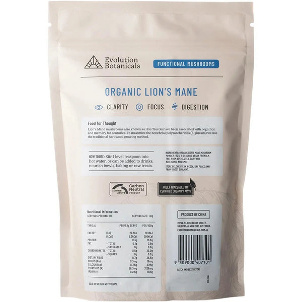 Evolution Botanicals Organic Lion's Mane Food For Thought 200g