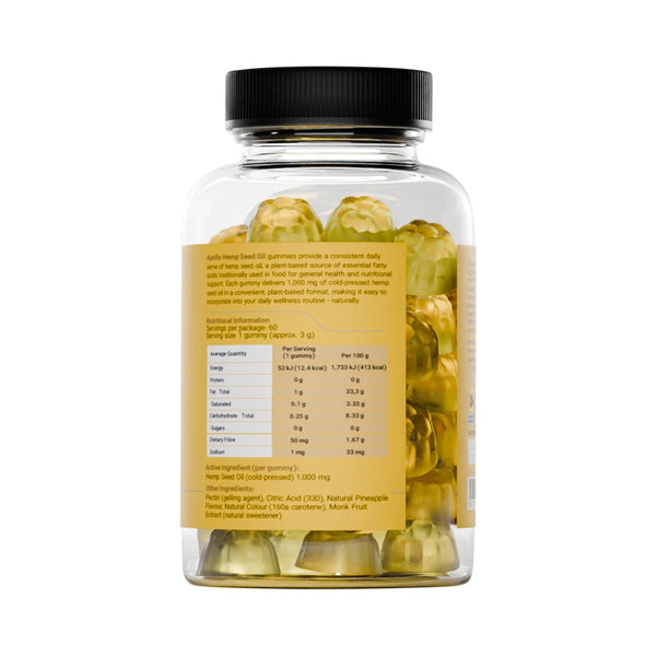 Apollo Hemp Seed Oil Pineapple Flavoured 60 Gummies