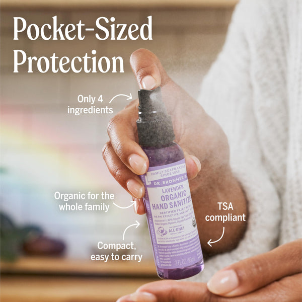 12 x Dr. Bronner's Organic Hand Sanitizer Lavender 59ml