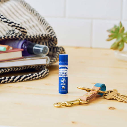 12 x Dr. Bronner's Organic Lip Balm Peppermint 4g