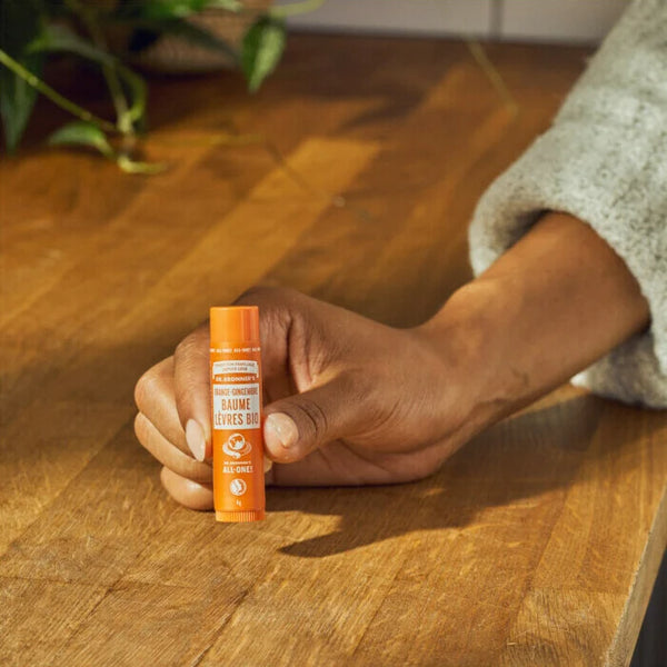 12 x Dr. Bronner's Organic Lip Balm Orange Ginger 4g