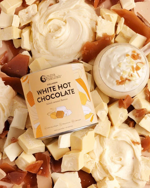 Nutra Naturals Collagen White Hot Chocolate Salted Caramel Flavour 200g