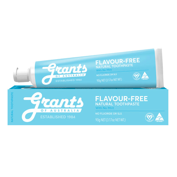 12 x Grants of Australia Flavour Free Natural Toothpaste with No Mint Fluoride Free 90g