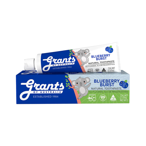 Grants of Australia Kids Natural Toothpaste Blueberry Burst 75g Fluoride Free