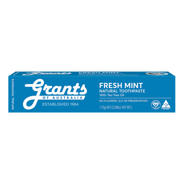 Grants of Australia Natural Toothpaste Fresh Mint with Tea Tree Oil Fluoride Free 110g