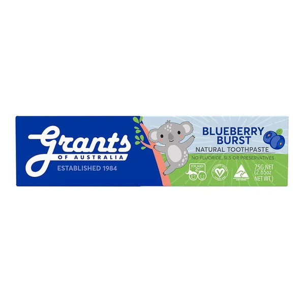 Grants of Australia Kids Natural Toothpaste Blueberry Burst 75g Fluoride Free