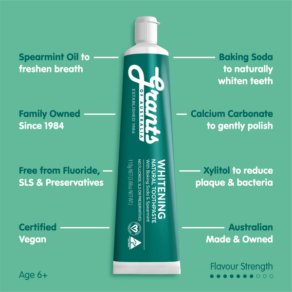 Grants of Australia Whitening Natural Toothpaste with Baking Soda & Spearmint 110g