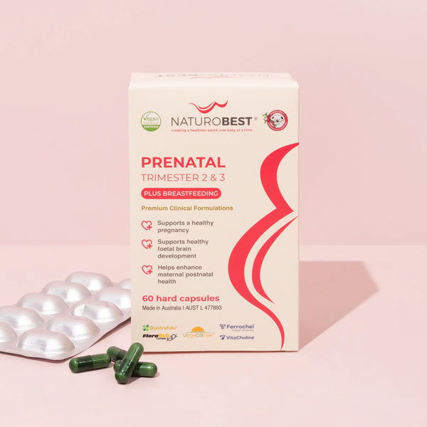 NaturoBest Prenatal Trimester 2 & 3 Plus Breastfeeding 60 Capsules
