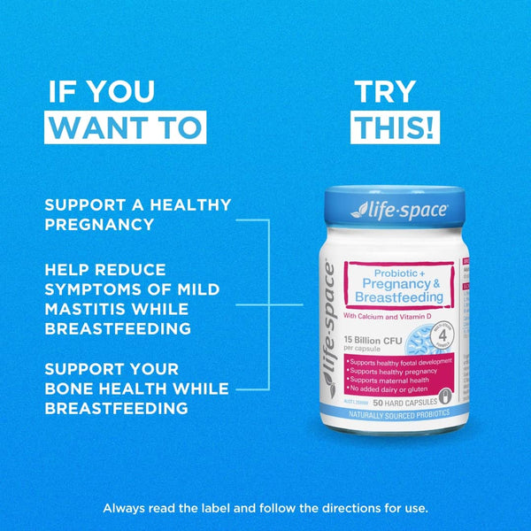 Life Space Probiotic+ Pregnancy & Breastfeeding 15 Billion CFU 50 Capsules