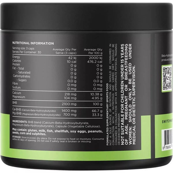 Switch Nutrition BHB Beta-Hydroxybutyrate 90 Capsules