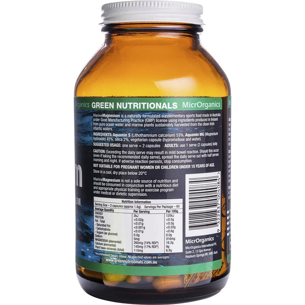 MicrOrganics Green Nutritionals Pure Ocean-Source Marine Magnesium 120 Capsules
