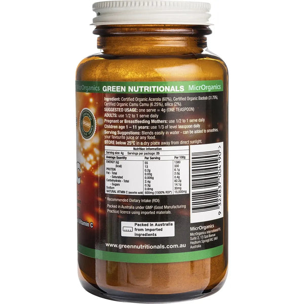 MicrOrganics Green Nutritionals Pure Plant-Source Organic Green Vitamin C 100g